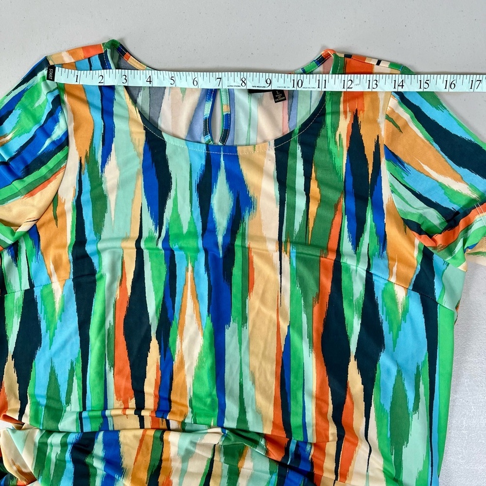 Green and Blue Casual Sundress with Crew Neck and Short Sleeves - Picture 12 of 14